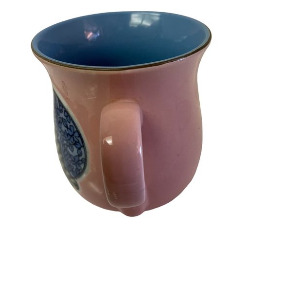 Collectible Coffee Cup Mug Cat Sitting Pink Blue Floral 4" x 3" - Picture 2 of 6